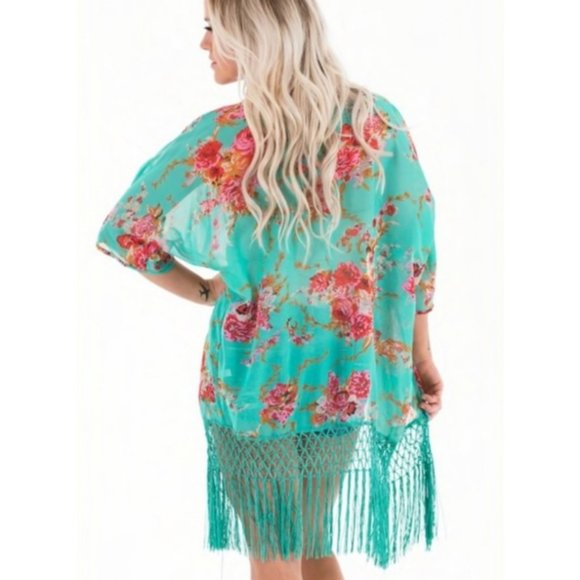 Floral Swim Cover Up Beach Wrap Sarong BOHO Floral Maxi - Picture 2 of 14